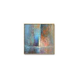 Tablolife Abstract Waterfall - Yağlı Boya Dokulu Tablo 80x80 Çerçeve - Gold