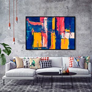 Tablolife Navy Maze - Yağlı Boya Dokulu Tablo 75x100 Çerçeve - Gold 75x100 cm