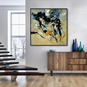 Tablolife Collapse - Yağlı Boya Dokulu Tablo 100x100 Çerçeve - Gold 100x100 cm