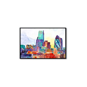 Tablolife Swiss Re Tower - Yağlı Boya Dokulu Tablo 60x90 Çerçeve - Gold 60x90 cm