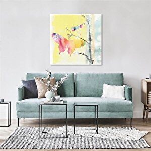 Tablolife Renkli Kelebek - Yağlı Boya Dokulu Tablo 80x80 Çerçeve - Siyah 80x80 cm