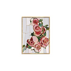 Tablolife Pink Roses - Yağlı Boya Dokulu Tablo 75x100 Çerçeve - Siyah 75x100 cm