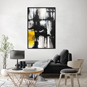 Tablolife Siyah Beyaz Karmaşa - Yağlı Boya Dokulu Tablo 75x100 Çerçeve - Gold 75x100 cm