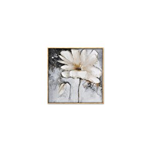 Tablolife Beyaz Papatya - Yağlı Boya Dokulu Tablo 100x100 Çerçevesiz 100x100 cm