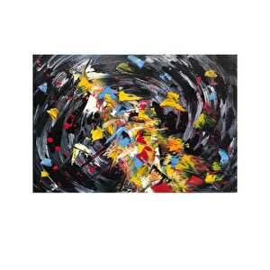 Tablolife Renkli Girdap - Yağlı Boya Dokulu Tablo 75x100 Çerçeve - Gümüş 75x100 cm