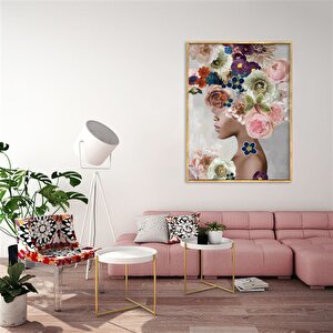 Tablolife Women İn Flowers  2 - Yağlı Boya Dokulu Tablo 100x150 Çerçeve - Gümüş
