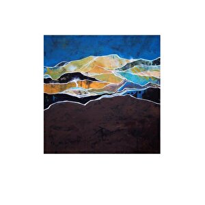 Tablolife Dağlar - Yağlı Boya Dokulu Tablo 80x80 Çerçeve - Gold 80x80 cm