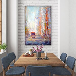 Tablolife Abstract Streetcar - Yağlı Boya Dokulu Tablo 60x90 Çerçeve - Siyah 60x90 cm