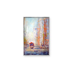 Tablolife Abstract Streetcar - Yağlı Boya Dokulu Tablo 60x90 Çerçeve - Siyah 60x90 cm