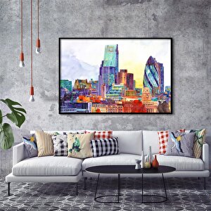 Tablolife Swiss Re Tower - Yağlı Boya Dokulu Tablo 60x90 Çerçevesiz 60x90 cm