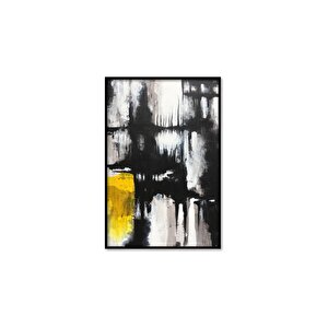 Tablolife Siyah Beyaz Karmaşa - Yağlı Boya Dokulu Tablo 90x120 Çerçeve - Gümüş 90x120 cm
