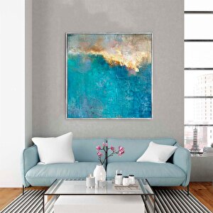 Tablolife Behind The Clouds - Yağlı Boya Dokulu Tablo 100x100 Çerçeve - Gold 100x100 cm