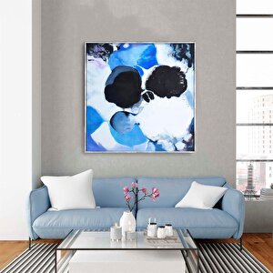 Tablolife Blue Dream - Yağlı Boya Dokulu Tablo 100x100 Çerçeve - Siyah 100x100 cm