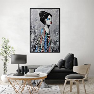 Tablolife Grey Beauty - Yağlı Boya Dokulu Tablo 100x150 Çerçeve - Gold 100x150 cm
