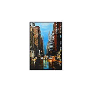 Tablolife Şehrin Işıkları - Yağlı Boya Dokulu Tablo 60x90 Çerçeve - Gümüş 60x90 cm