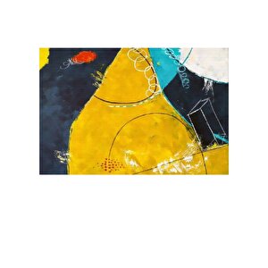 Tablolife Soyut Sarı - Yağlı Boya Dokulu Tablo 75x100 Çerçeve - Gold 75x100 cm