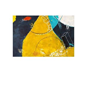 Tablolife Soyut Sarı - Yağlı Boya Dokulu Tablo 100x150 Çerçeve - Gold 100x150 cm