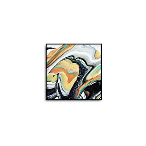 Tablolife Abstract Melting - Yağlı Boya Dokulu Tablo 120x120 Çerçeve - Siyah 120x120 cm