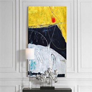 Tablolife Dört Renk - Yağlı Boya Dokulu Tablo 90x120 Çerçeve - Gümüş 90x120 cm