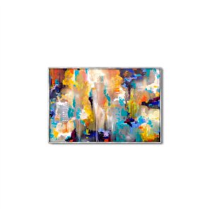 Tablolife Renkli İsyan - Yağlı Boya Dokulu Tablo 90x120 Çerçeve - Gümüş 90x120 cm