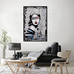 Tablolife Monochrome Beauty - Yağlı Boya Dokulu Tablo 100x150 Çerçeve - Gümüş 100x150 cm