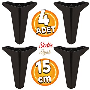 Sedir Lüks Mobilya Kanepe Sehpa Tv Ünitesi Koltuk Ayağı 15 Cm Siyah Baza Ayak (4 Adet)