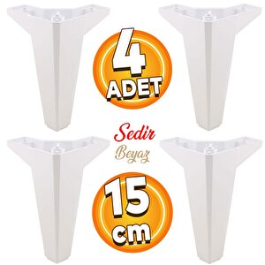 Sedir Lüks Mobilya Kanepe Sehpa Tv Ünitesi Koltuk Ayağı 15 Cm Beyaz Baza Ayak (4 Adet)