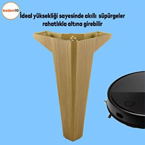 Sedir Mobilya Kanepe Sehpa Tv Ünitesi Baza Koltuk Ayağı Ahşap Desenli Açık Ceviz Renk 18 Cm Ayak