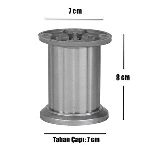 Venüs Mobilya Masa Puf Sehpa Tv Ünitesi Ayağı Saten Gri Baza Ayak 8 Cm (8 Adet)