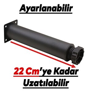 Mobilya Kanepe Baza Koltuk Metal Destek Ayağı Ayarlanabilir 20 Cm Siyah Metal Yükseltici Ayak (4 Adet)