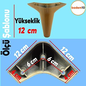 Aspen Lüks Mobilya Kanepe Sehpa Tv Ünitesi Koltuk Ayağı 12 Cm Kahverengi Ahşap Desenli Baza Ayak (4 Adet)