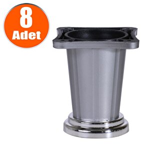 Yıldız Mobilya Masa Puf Sehpa Tv Ünitesi Ayağı Saten Krom Baza Ayak 8 Cm (8 Adet)