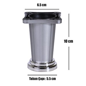 Yıldız Mobilya Masa Puf Sehpa Tv Ünitesi Ayağı Saten Gri Baza Ayak 10 Cm (8 Adet)