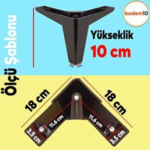 Sedir Lüks Mobilya Kanepe Sehpa Tv Ünitesi Koltuk Ayağı 10 Cm Siyah Baza Ayak