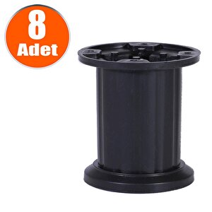 Venüs Mobilya Masa Puf Sehpa Tv Ünitesi Ayağı Mat Siyah Baza Ayak 8 Cm (8 Adet)