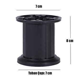 Venüs Mobilya Masa Puf Sehpa Tv Ünitesi Ayağı Mat Siyah Baza Ayak 8 Cm (8 Adet)