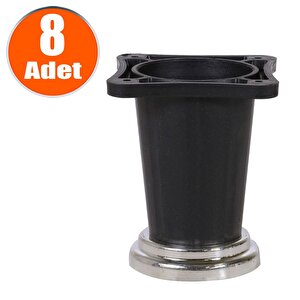 Yıldız Mobilya Masa Puf Sehpa Tv Ünitesi Ayağı Siyah Krom Baza Ayak 8 Cm (8 Adet)