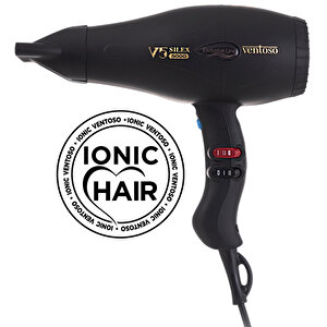 Ventoso V5 Exclusive İyonik 2500 W Profesyonel Fön Makinesi Silk Touch Black