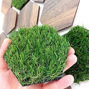 Cajuart 16 Parça Geometrik Çim Detaylı Modern Dekoratif Duvar Dekoru Tablo