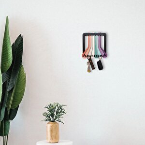 Cajuart Modern Ahşap Renkli Çubuklar Tasarım Anahtarlık Duvar Askısı Dekor