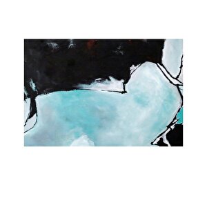 Tablolife Toz Mavi - Yağlı Boya Dokulu Tablo 90x120 Çerçeve - Gold 90x120 cm