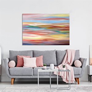 Tablolife Yatay Renkler - Yağlı Boya Dokulu Tablo 60x90 Çerçeve - Gümüş 60x90 cm