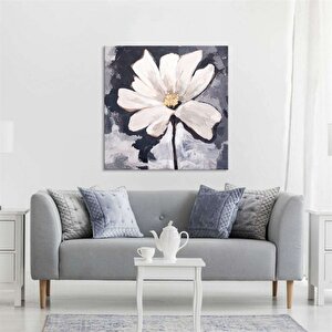 Tablolife Daisy - Yağlı Boya Dokulu Tablo 120x120 Çerçeve - Gold 120x120 cm