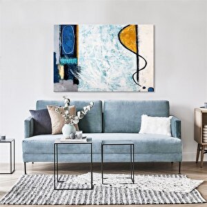 Tablolife Buz Mavisi - Yağlı Boya Dokulu Tablo 90x120 Çerçeve - Gold 90x120 cm
