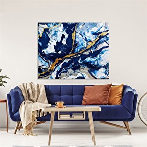 Tablolife Mavi Karmaşa - Yağlı Boya Dokulu Tablo 75x100 Çerçeve - Siyah 75x100 cm