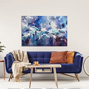 Tablolife Derin Mavi - Yağlı Boya Dokulu Tablo 90x120 Çerçeve - Gold 90x120 cm