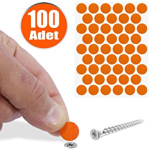 Yapışkanlı Vida Tapası Tıpası Turuncu Vida Kapatıcı Kapağı (100 Adet)