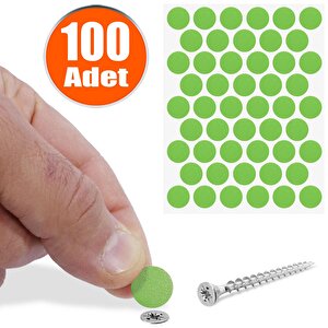 Yapışkanlı Vida Tapası Tıpası Çim Yeşil Vida Kapatıcı Kapağı (100 Adet)