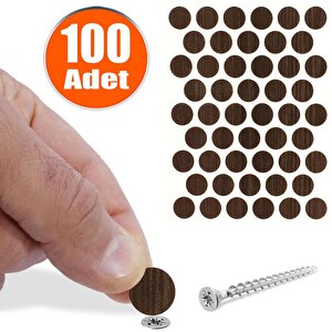 Yapışkanlı Vida Tapası Tıpası Metalik Karaağaç Vida Kapatıcı Kapağı (100 Adet)