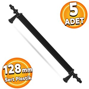 Polavit Çekmece Mutfak Dolap Kapak Kulpu Kulbu 128 Mm Siyah Sert Plastik Kulp (5 Adet)